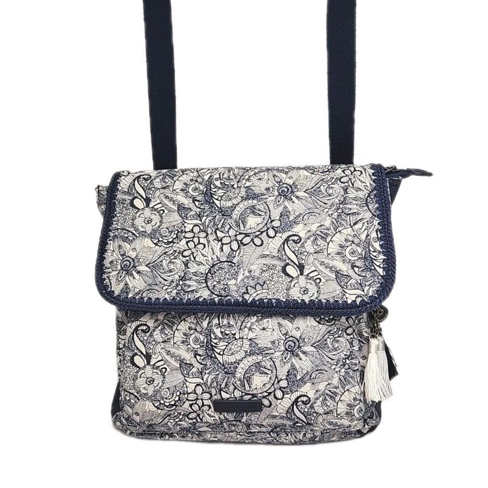 Sakroots Convertible Backpack Purse Blue Floral Canvas 11" Adjustable Tote Bag
